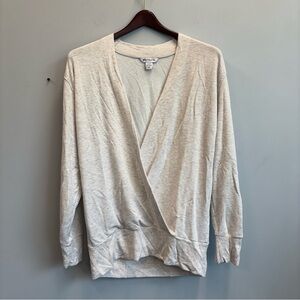 Athleta Purana V-neck Wrap Sweatshirt Top Toasted Brown Heather Medium